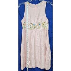 Manoush  Sun Dress Size 4 Pink ~ Floral Embroidered ~ Sleeveless